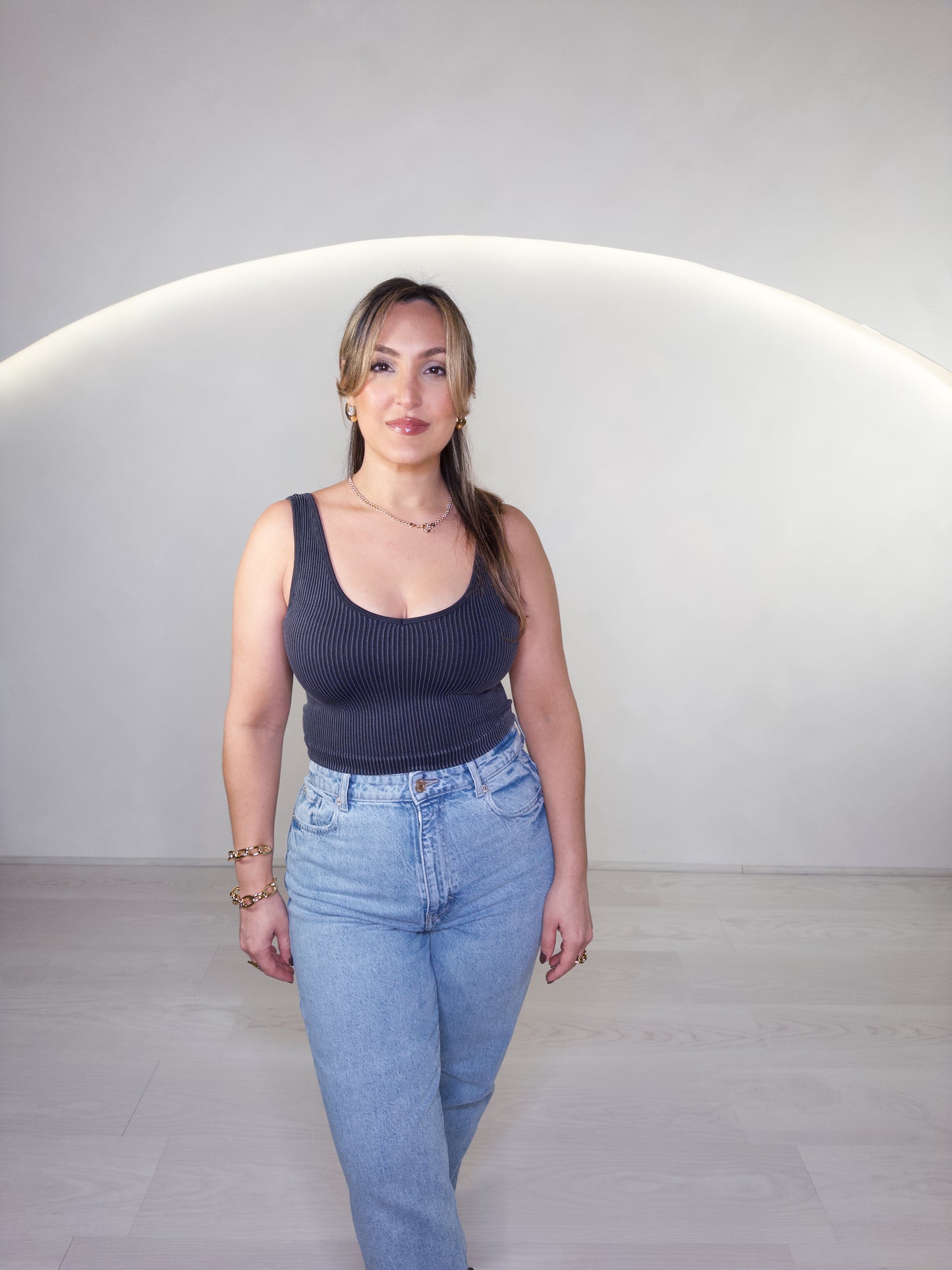 Charcoal Ribbed Top