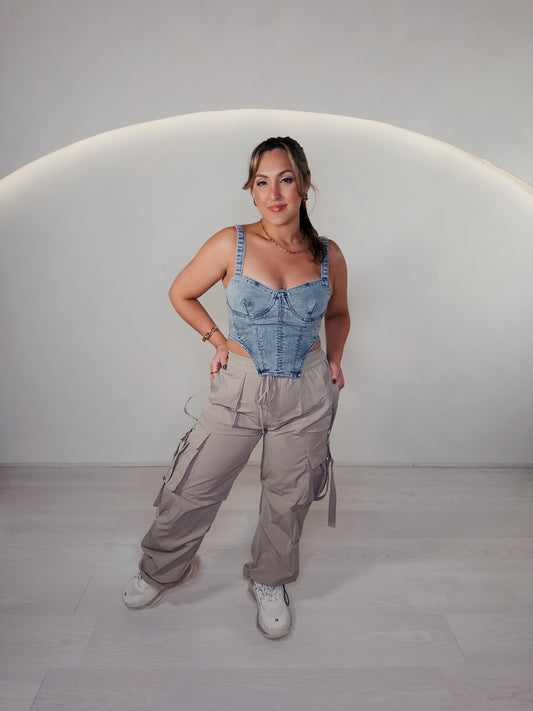 BACK IN STOCK--Taupe Cargo