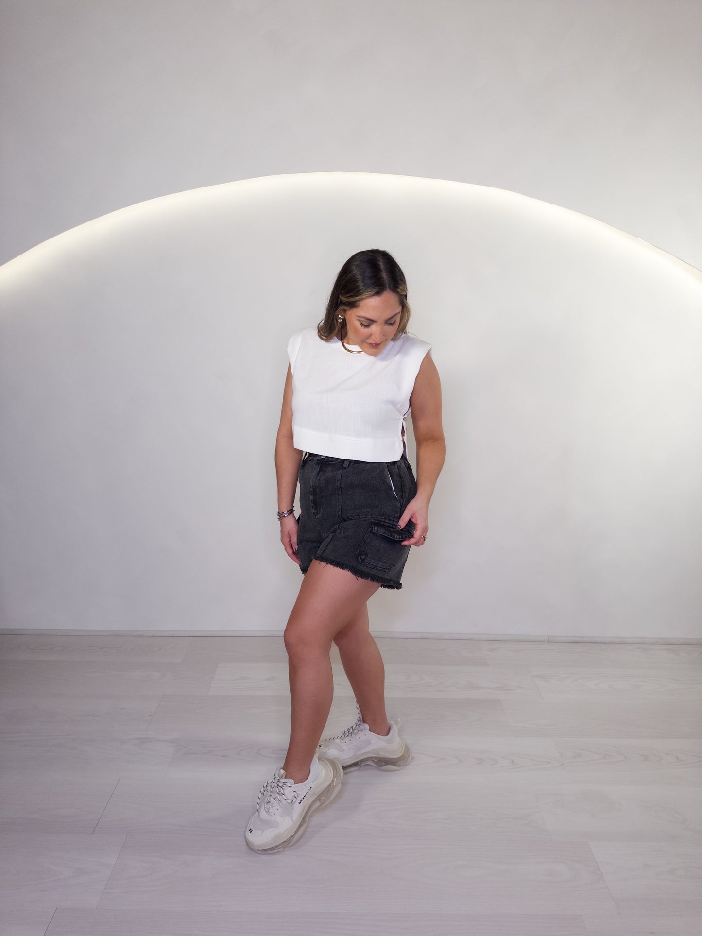 Black Short Jean Cargo