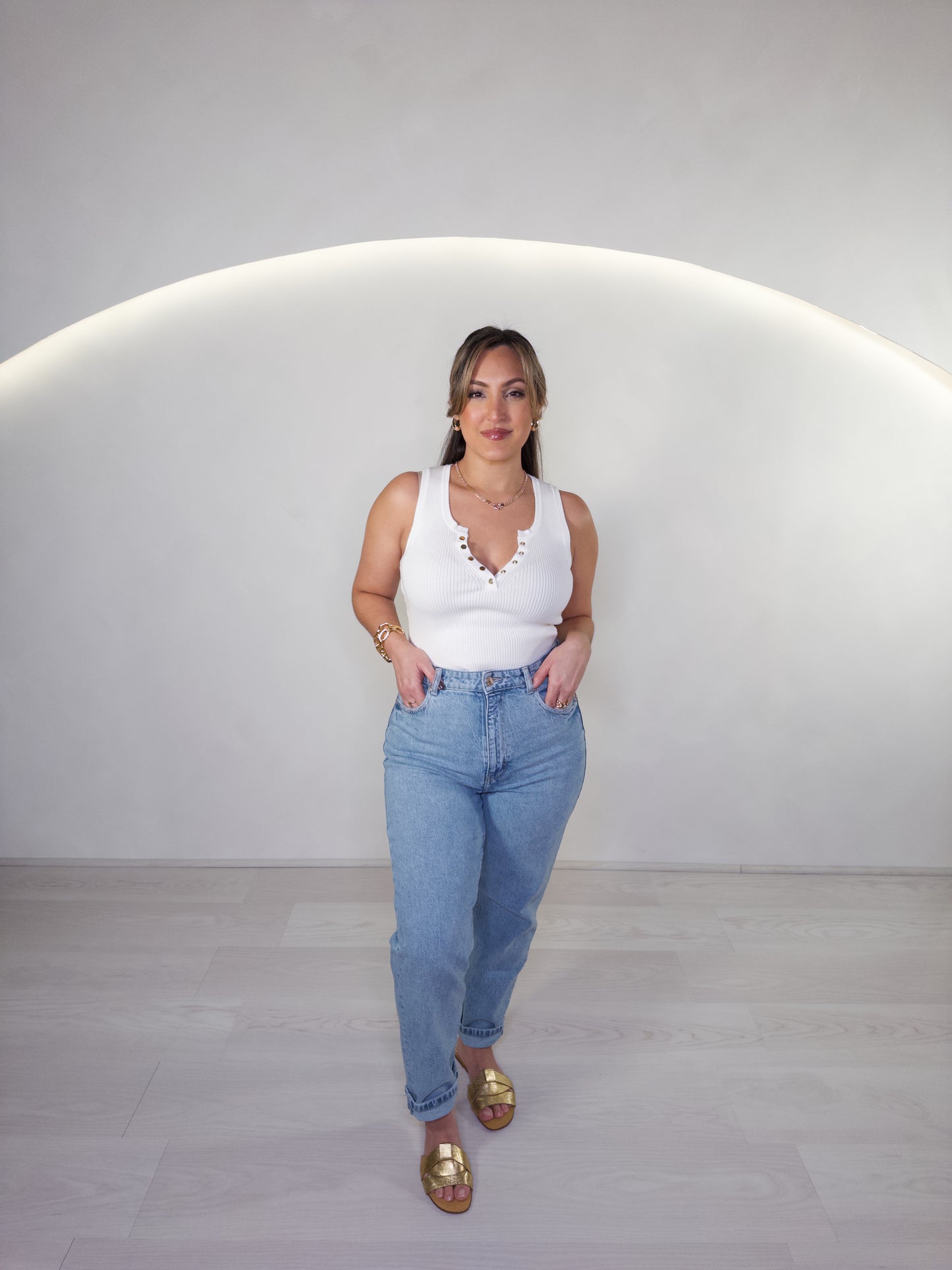 White Ribbed Top