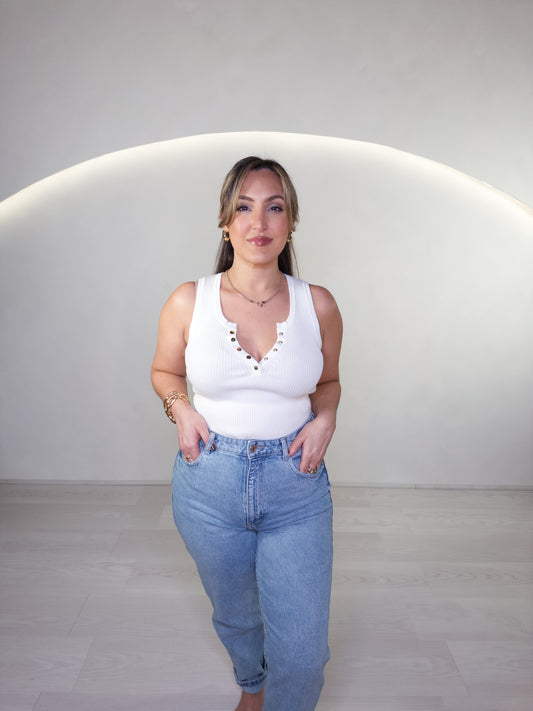 White Ribbed Top