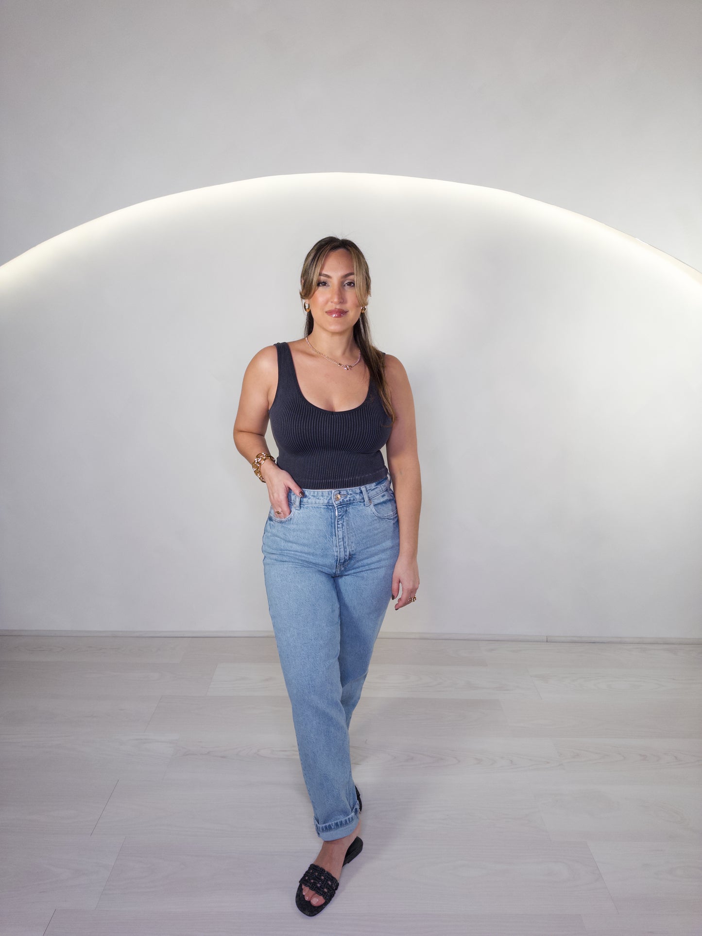 Charcoal Ribbed Top
