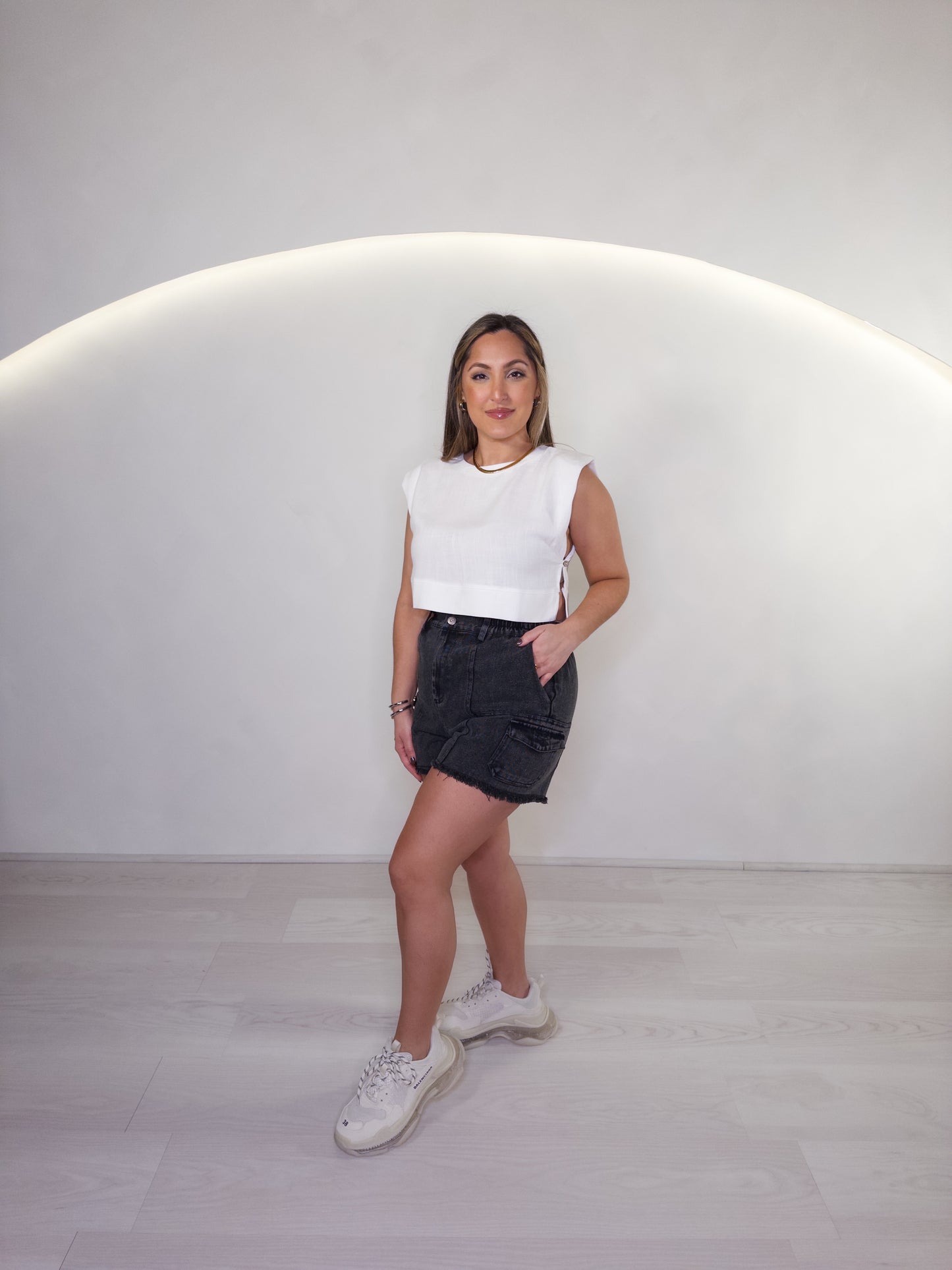 Black Short Jean Cargo