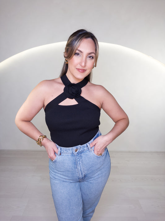 Black Flower Top